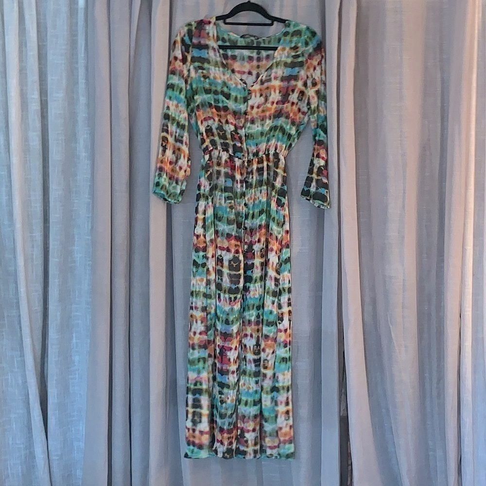 🌈 Maxi Button Down Sheer Cover-Up - Picture 3 of 6